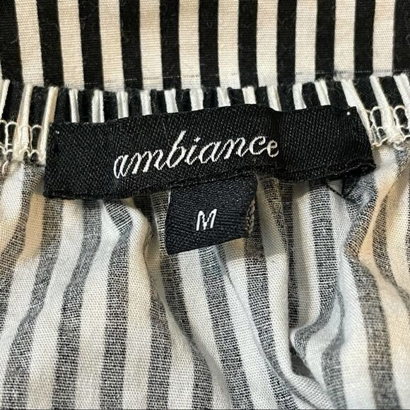 Ambiance Black & White Striped Strapless Off The Shoulder Blouse Short Sleeve M - Picture 4 of 10
